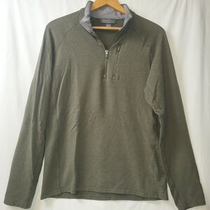Free Fly Quarter Zip Bamboo Blend Men's Size Medium Olive Green Gray